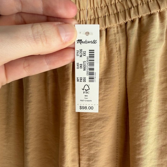 NWT Madewell Wide Leg Pants Camel Beige Elastic Waist Pockets XXS New With Tags - Picture 4 of 8